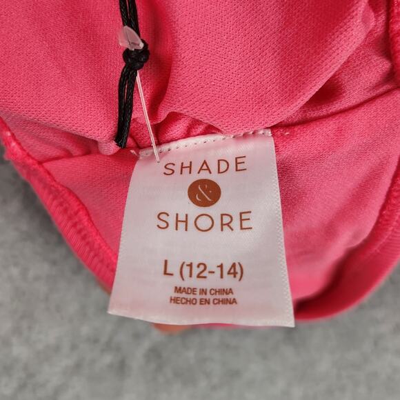 NWT Shade & Shore Bikini Top Size Large Pink Ribbed Removable Pads Adj Straps - Picture 10 of 16